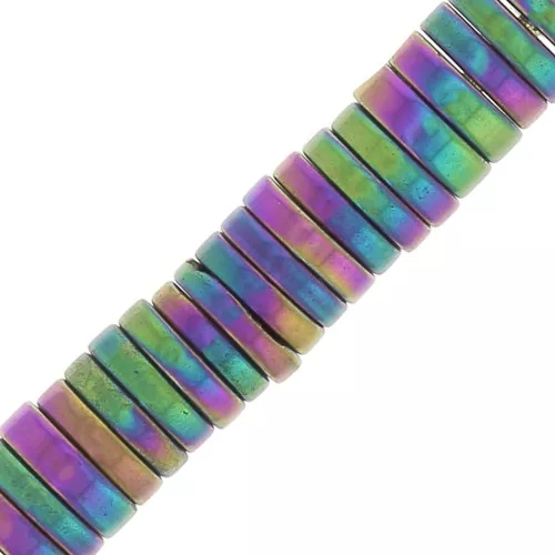 4x1mm Heishi beads - flat discs - Imitation Hematite - Iris x20