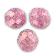 Fire Polished faceted round beads 10mm Marbled Fuchsia x10|raw }}