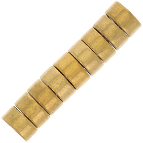 4x2mm Round Heishi beads - Imitation Hematite - Gold Tone x20