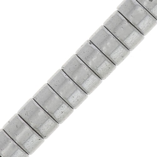 4x2mm Round Heishi beads - Imitation Hematite - Rhodium Tone x20