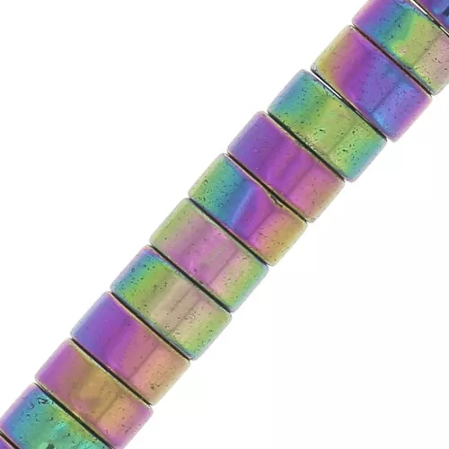 4x2mm Round Heishi beads - Imitation Hematite - Iris x20