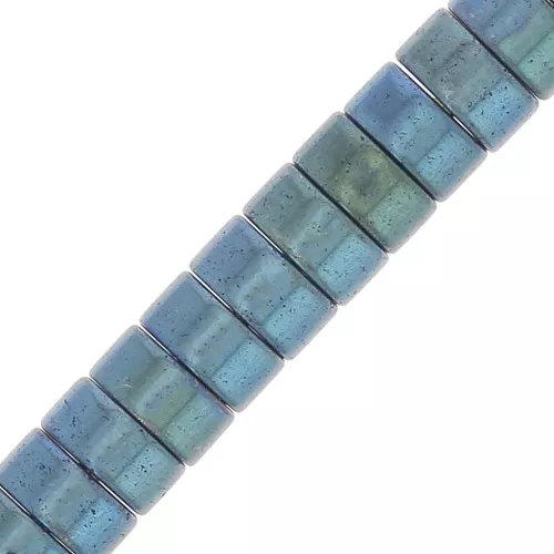 4x2mm Round Heishi beads - Imitation Hematite - Metallic Blue x20