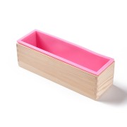 26x6.5x7cm Rectangle mould with wooden stand - for soap making - Pink x1