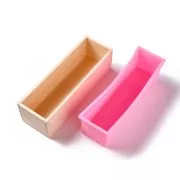 26x6.5x7cm Rectangle mould with wooden stand - for soap making - Pink x1