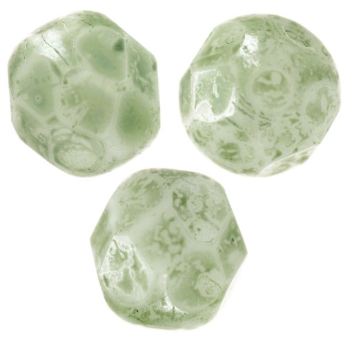 Fire Polished faceted round beads 6mm Marbled Green x25
