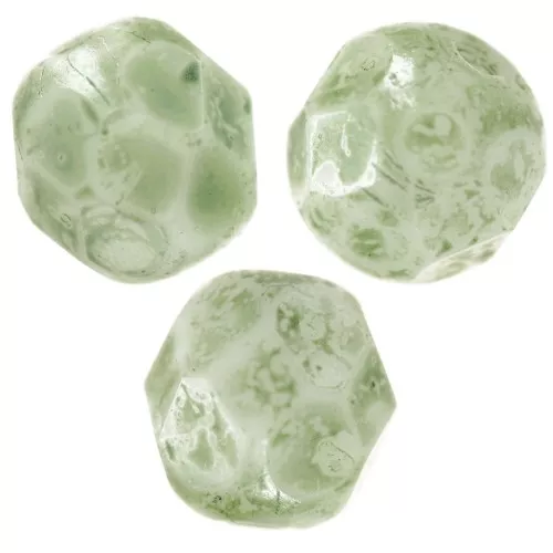 Fire Polished faceted round beads 6mm Marbled Green x25