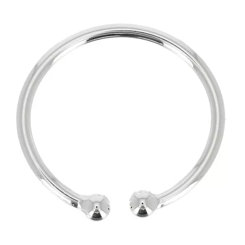925 Sterling Silver Thin adjustable ring with 2 small balls x1