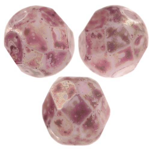 Fire Polished faceted round beads 6mm Marbled Fuchsia x25