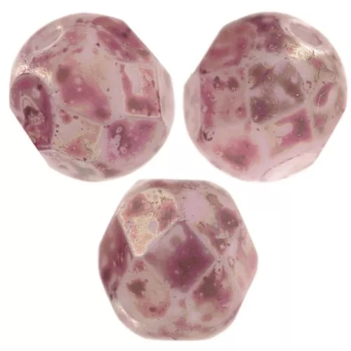 Fire Polished faceted round beads 6mm Marbled Fuchsia x25