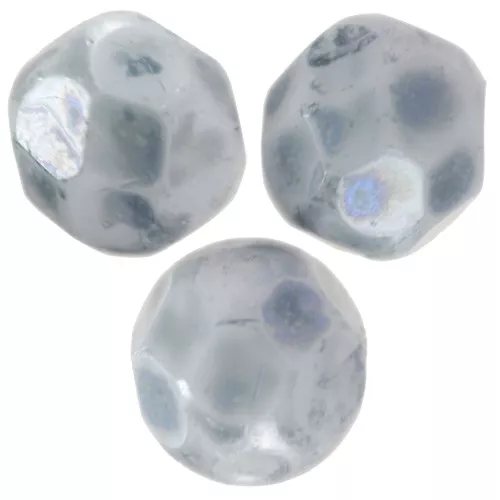Fire Polished faceted round beads 6mm Marbled Blue x25