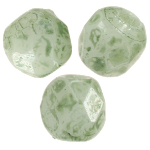 Facets 3 mm Chalk White Green Marble x50