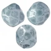 Facets 3 mm Chalk White Green Blue Marble x50