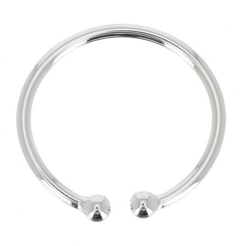 Thin adjustable ring with 2 small balls - Silver Tone x1