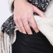 Thin adjustable ring with 2 small balls - Silver Tone x1