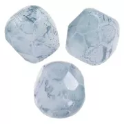 Facets 3 mm Chalk White Blue Marble x50