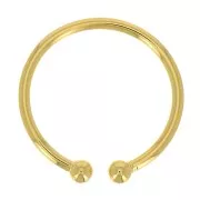 Thin adjustable ring with 2 small balls - Fine Gold plated x1