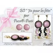 18mm Glass round cabochon by Puca® - Opaque Mix Rose Gold Ceramic Look x1