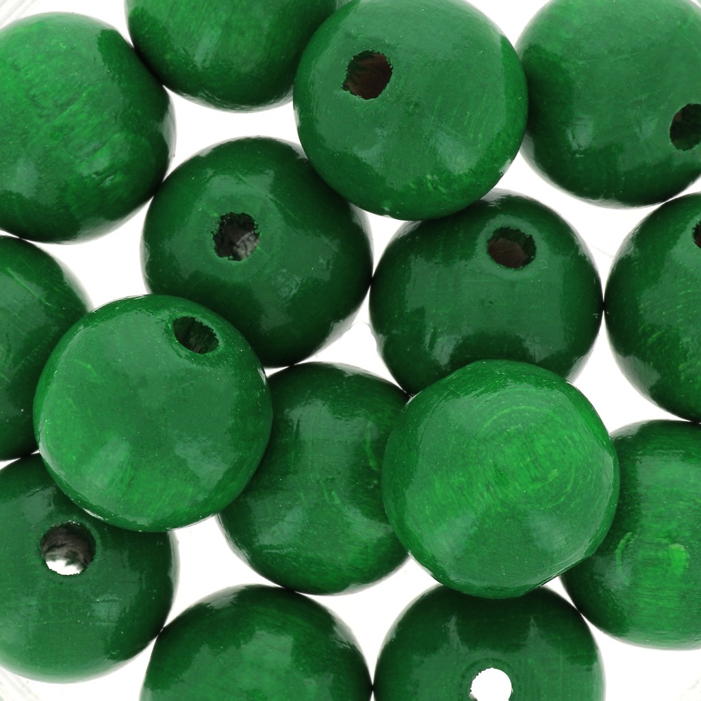 15mm Large round wooden beads Green x15 Perles & Co