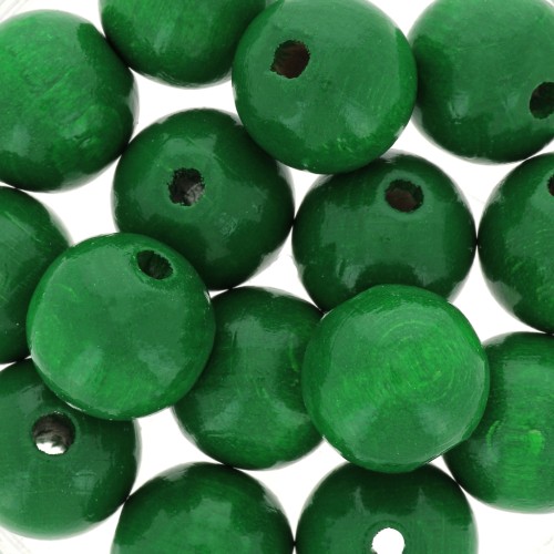 15mm Large round wooden beads - Green x15