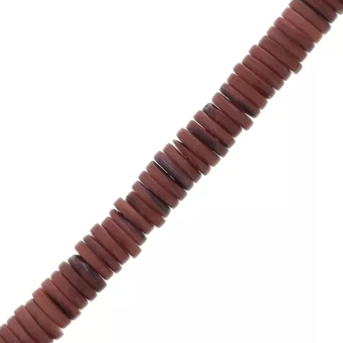 7mm Round Heishi dyed mother-of-pearl beads - Dark Red x40cm