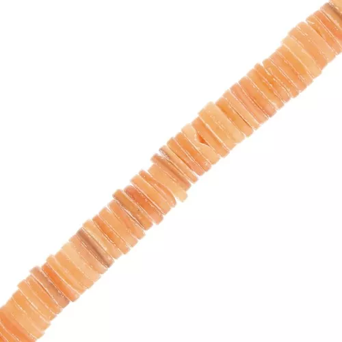 7mm Round Heishi dyed mother-of-pearl beads - Light Orange x40cm