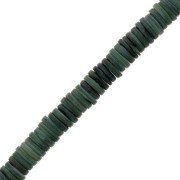 8mm Round Heishi dyed mother-of-pearl beads - Dark Green x40cm