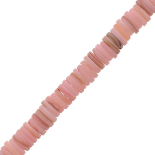 8mm Round Heishi dyed mother-of-pearl beads - Pink x40cm
