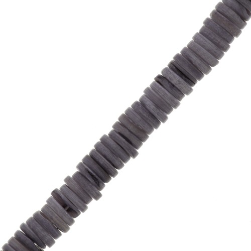 7mm Round Heishi dyed mother-of-pearl beads - Dark Purple x40cm