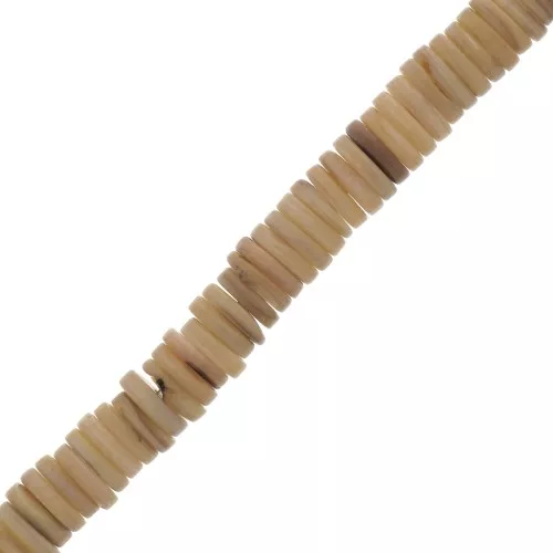 7mm Round Heishi dyed mother-of-pearl beads - Sand x40cm