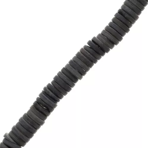 8mm Round Heishi dyed mother-of-pearl beads - Black x40cm