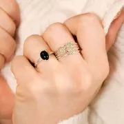 925 Sterling Silver Ring with 3 settings for 3mm cabochons - Size 50 x1