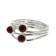 925 Sterling Silver Ring with 3 settings for 3mm cabochons - Size 50 x1