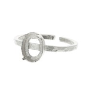925 Sterling Silver Adjustable worked ring for 8x6 mm cabochon x1