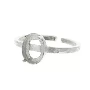 925 Sterling Silver Adjustable worked ring for 8x6 mm cabochon x1