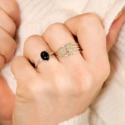 925 Sterling Silver Adjustable worked ring for 8x6 mm cabochon x1