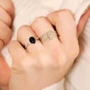 925 Sterling Silver Adjustable worked ring for 8x6 mm cabochon x1