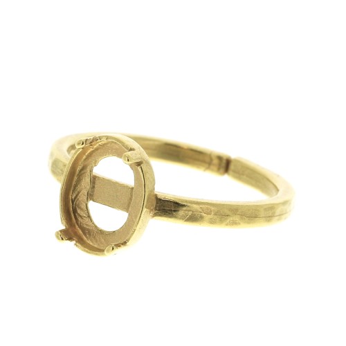 Adjustable worked ring for cabochon 8x6 mm - Gold Plated 3 micron x1