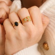 Adjustable worked ring for cabochon 8x6 mm - Gold Plated 3 micron x1