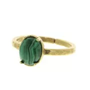 Adjustable worked ring for cabochon 8x6 mm - Gold Plated 3 micron x1