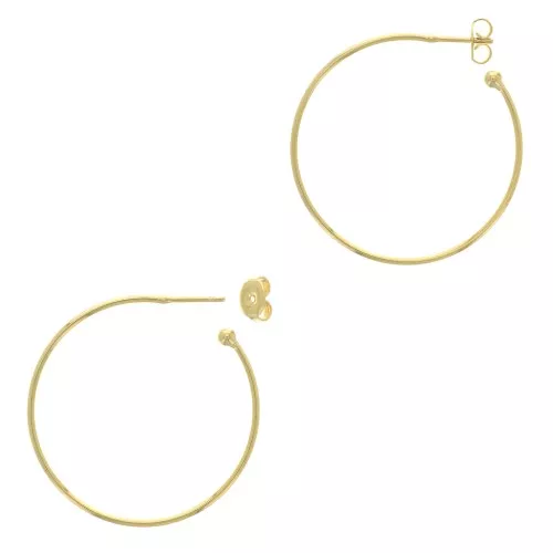 26mm Open hoop earrings to decorate with ball - Fine Gold Plated x2
