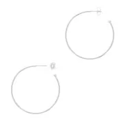 26mm Open hoop earrings to decorate with ball - Fine silver plating x2