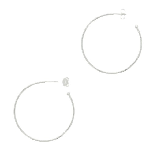 26mm Open hoop earrings to decorate with ball - Fine silver plating x2