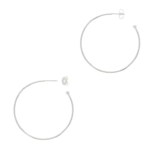 26mm Open hoop earrings to decorate with ball - Fine silver plating x2