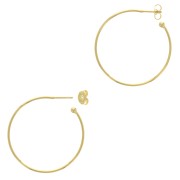 37mm Open hoop earrings to decorate with ball - Fine Gold Plated x2