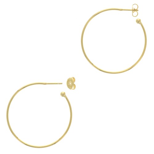 37mm Open hoop earrings to decorate with ball - Fine Gold Plated x2