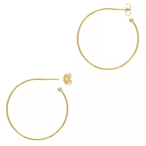 37mm Open hoop earrings to decorate with ball - Fine Gold Plated x2