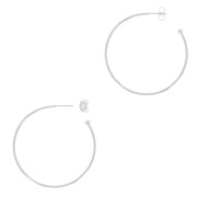 37mm Open hoop earrings to decorate with ball - Fine silver plating x2|raw }}