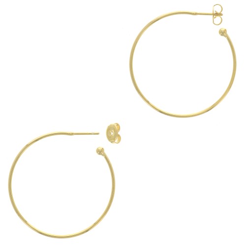 45mm Open hoop earrings to decorate with ball - Fine Gold Plated x2
