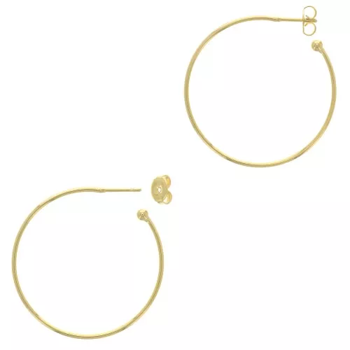 45mm Open hoop earrings to decorate with ball - Fine Gold Plated x2