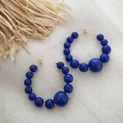 45mm Open hoop earrings to decorate with ball - Fine Gold Plated x2